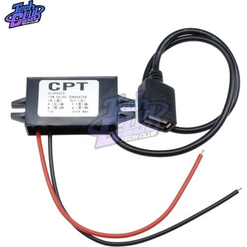 DC-DC 12V To 5V Converter Module 3A 15W Double USB Step Down Power Output Adapter Car Potting Waterproof Power Supply Module