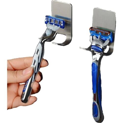 2Pcs/lot Bathroom Stainless Steel Razor Shelf Holder Men Shaver Holder Plug Wall Razor Rack Shaving Kitchen Storage Holder