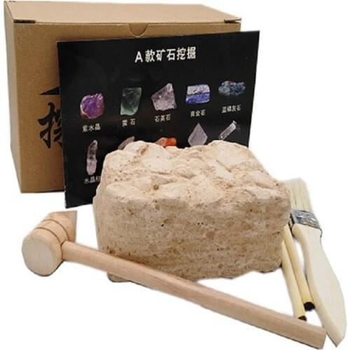 Childs archaeological toys digging ore natural crystals gems digging for treasures exploring the mystery of diamond fossils