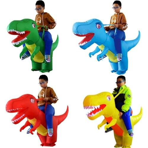 New Kids Inflatable Dinosaur Costumes Cosplay Costume Ride on Carry me with False Legs Carnival Party Role Play Disfraz
