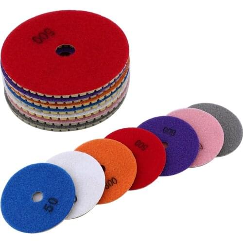 7pcs 100mm Wet Polishing Pads Disc for Granite Stone Marble Concret 4inch Marble Polishing Use Grinding Discs Set