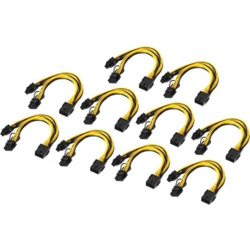 Memory card 'x1 dual riser extend adapter pci add on cards with' 10 Pack PCIE Cable 8 Pin PCI‑E to 2xPCI‑E 8 Pin (6 Pin