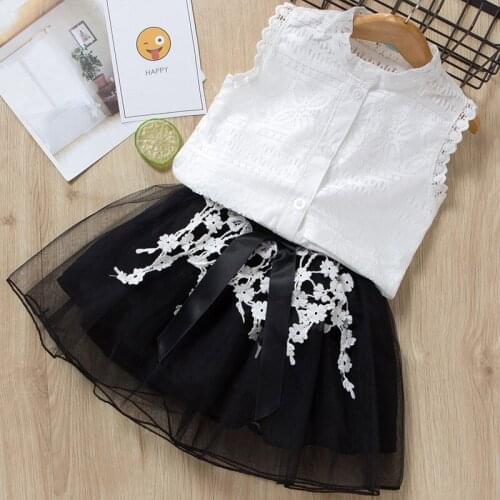 Children Clothing Sets Summer Sleeveless Shirt+Mesh Skirt Suits 2Pcs for Kids Clothes Sets Children Clothes Summer Girl Outfits