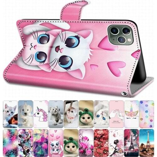 For Case Alcatel 1 1S 2019 3 3X 2018 Flip Leather Book Cover Phone Case Box Tiger Wolf Lion Cat Dog Unicorn Horse Tower DP08F