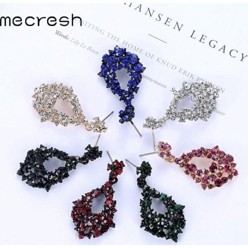 Mecresh Crystal Statement Tear Drop Bridal Hanging Earrings Vintage Women Christmas Earrings Wedding Engagement Jewelry MEH1142