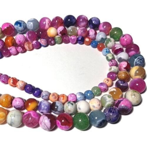 Mix Color Fire Agates Loose Round Natural Stone Beads For Jewelry Making DIY Bracelet Handmade Spacer Beads 6 8 10MM