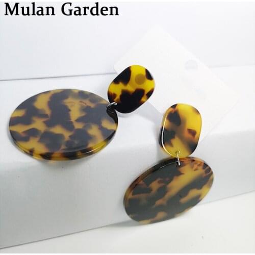 M&G Trendy Round Leopard Earrings for Women Vintage Acetic Acid Pendant Acrylic Earrings Fashion Jewelry Accessories Wholesale
