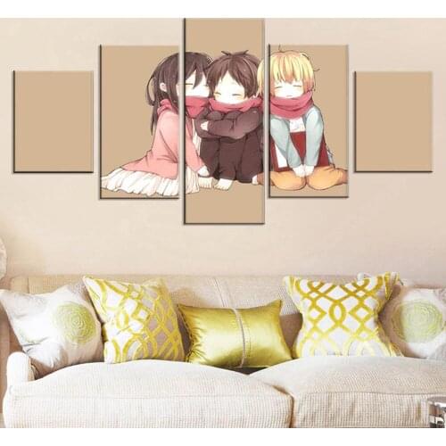 Prints Pictures Home Wall Art Modular 5 Pieces Attack On Titan Poster Animation Painting On Minimalist Canvas Living