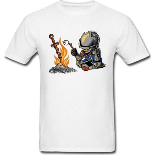 Dark Souls 3 T-shirt For Men Funny Game T Shirt 2019 Swag Designer Tops Tees Hip Hop Mens Tshirt Praise The Sun Camisa White