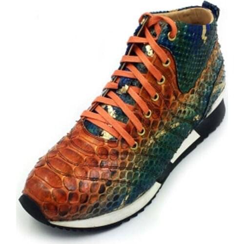 Hubu Python skin Mens boots high-grade Snake skin Short boots Pure manual Mens boots