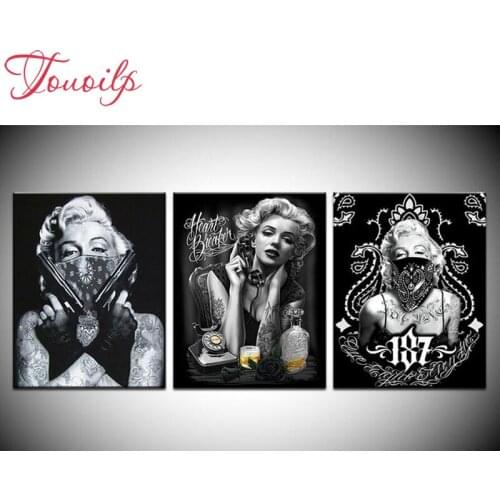 3pcs Diamond Painting Tattoo Lady Beauty Marilyn Monroe 5d Diamond Embroidery Pattern Rhinestones Decor Needlework Mosaic Craft
