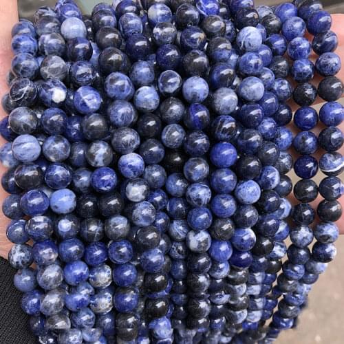 Natural Beads Blue Sodalite Jaspers Stone Loose Spacer Round Beads For Jewelry Making DIY Accessorries Beads For Bracelet 4 6 8m