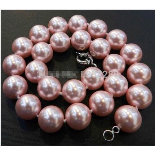 Nouveau Style De Mode diy 14mm Rose South Sea Shell Collier de Perles 18 "