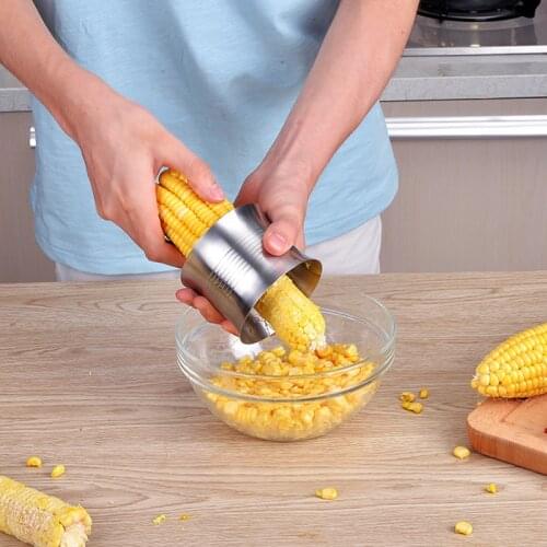Corn Stripping Corn Slicer, 304 Stainless Steel Serrated Blade Ergonomic Non-Slip Grip Design Corn Stripper
