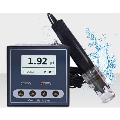 Online Industrial PH Controller ORP Meter Monitor Digital 0.02pH 1mV Upper Lower Limit Control Alarm pH Tester