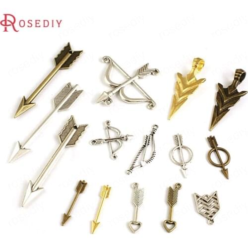 Wholesale Antique Silver color Bow Arrow Alloy Charms Pendants Diy Jewelry Findings Accessories Multi-styles Optional(JM6856)