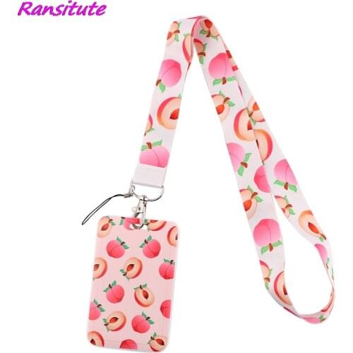 Ransitute R1850 Fruit Peach Bank Credit Card Holder Wallet Bus ID Name Work Card Holder For Student Card Cover Business Card