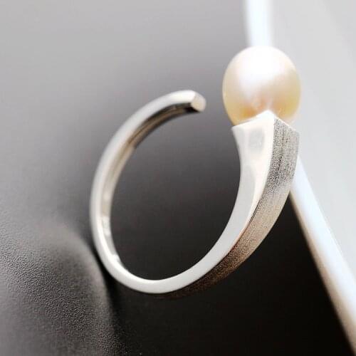 925 Sterling Silver and Pearl adjustable ring