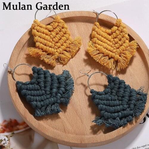 M&G 8 Colors Cotton String Weaving Alloy Earrings Bohemian Tassel New Fashion Earring Women Accessories Girl Christmas Gift 2019