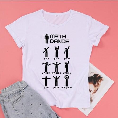 Funny Cute Math Dance Printed Woman Tshirts Summer Clothes for Ladies Short Sleeve Plus Size 5xl Cotton Femme T-shirts Y2k Tops