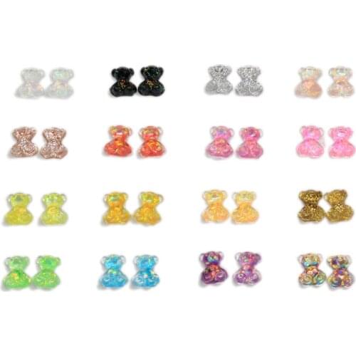 Bling Glitter 3D Cartoon Resin Bear Nail art Decoration Nails Rhinestone Accessories Crystal Glass Gem Manicure Charm
