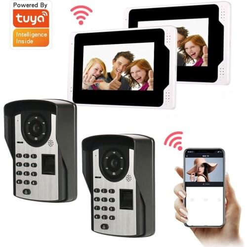 2Camera+2Monitor Home Security Intercom Video Door Phone 7 Inch Tuya Video Doorbell 1080P Camera Motiion Detection Take Messages