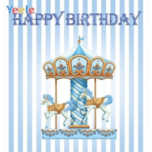 Yeele Blue Stripe Carousel Backdrop Newborn Baby Boy Birthday Party Vinyl Photography Background For Photo Studio Photophone