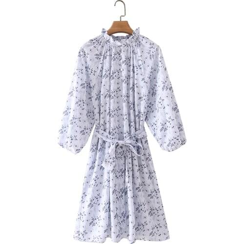 Spring/summer 2021 New Womens Print Floral Dress Womens Light Wind Slim Slim Medium and Long Skirt