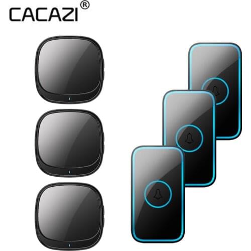 CACAZI USB Wireless Waterproof Doorbell 300M Range Intelligent Door Bell Chime 1 2 Button 3 4 5 Receiver 2021 Newest door bell