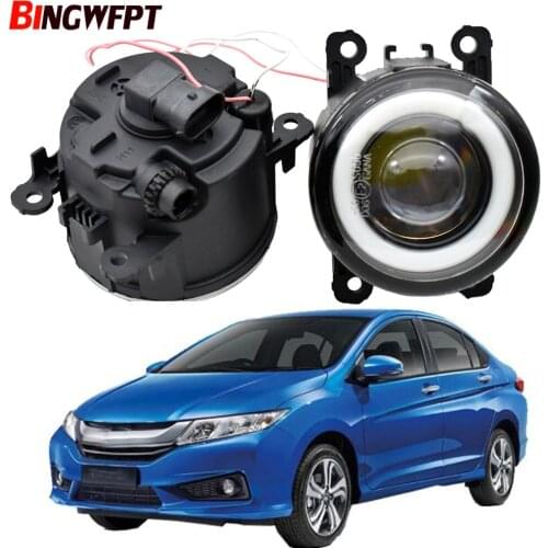 1pair Fog Light Assembly Angel Eyes Car styling H11 LED fog Lights 12V For Honda City Ballade Grace 2014-2018