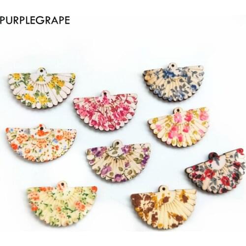 10pcs Wooden small fan pendant DIY hair accessories earrings jewelry material production art photography Dongfeng style kimono