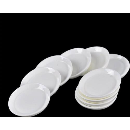 10PCS Dollhouse Miniature Trays Plates Doll Mini Food White Dishes Tableware Doll House Accessories Kitchen Toys