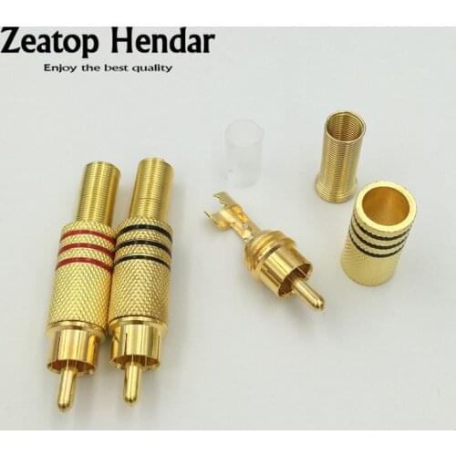 8Pcs Gold Plated RCA Plug RCA Audio Male Connector with Metal Spring Red and Black