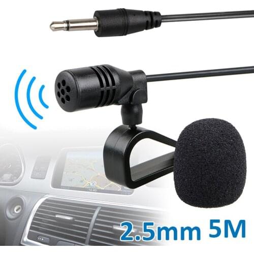 Car Microphone For Radio GPS Audio DVD External Mic 2.5mm Connector 5m Cable Auto Radio Transfer Accessories
