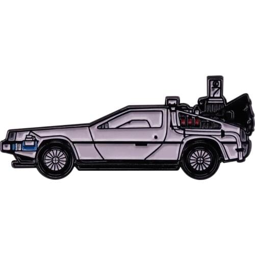 Bc 2 the future delorean Time machine car Enamel Pin film vehicle Badge movie fans gift adults kids present