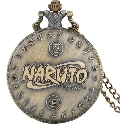 Weapon Konoha Ninja Village Anime Cartoon Naruto Quartz Necklace Round Pocket Watch Kakashi Itachi Cosplay Unique Gifts for Fans