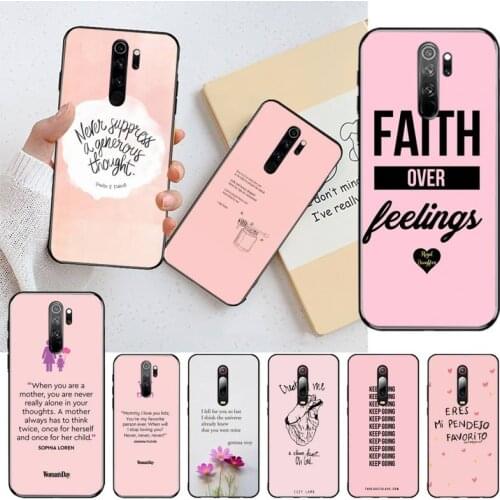 CUTEWANAN Pink poet quotes Poetry Verse Coque Shell Phone Case for Redmi Note 8 8A 8T 7 6 6A 5 5A 4 4X 4A Go Pro