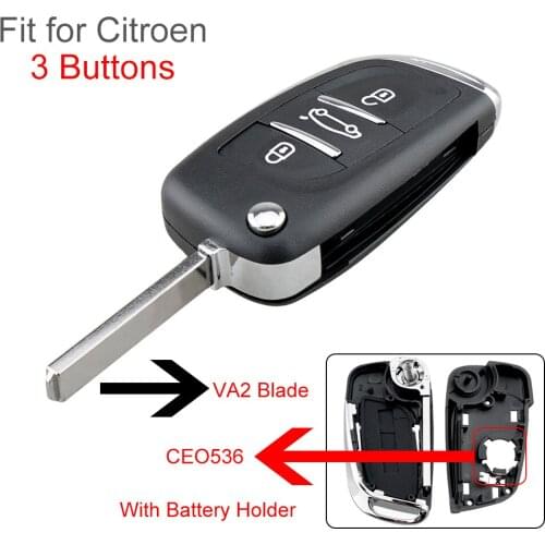 Car Key 3 Buttons Fob Case Shell Replacement Flip Folding Remote Cover with VA2 Blade Fit for Citroen C2 C3 C4 C5 C6 C8 VA2