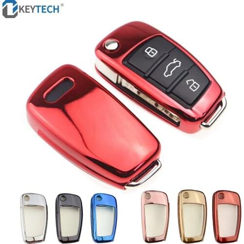 OkeyTech TPU Car Key Case Auto Key Protection Cover Case For Audi C6 A7 A8 R8 A1 A3 A4 A5 Q7 A6 C5 Car Holder Shell Car-Styling