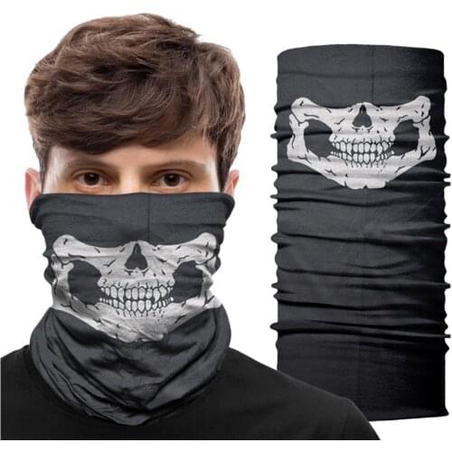 Skull Ghost Buff Cuello Paintball Balaclava Motorcycle Face Mask Hunting Neck Gaiter Tube Scarf Bandana Half Face Mask Headband Men