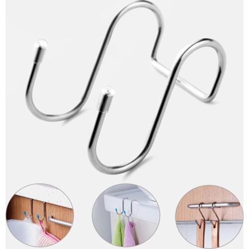 Stainless Steel Double S Shape Storage Hook for Bathroom Kitchen Wall and Door Organizer Accessories Purse Hook