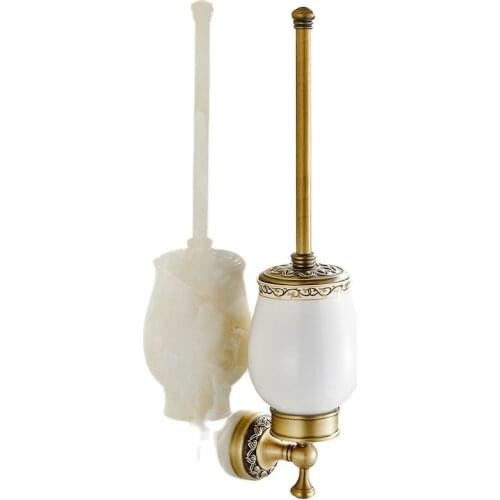 European Toilet Brush Set Copper Bathroom Antique Cup Clean Holder Retro Solid Copper Cup Sanitary Ware Bronze Brush Holder