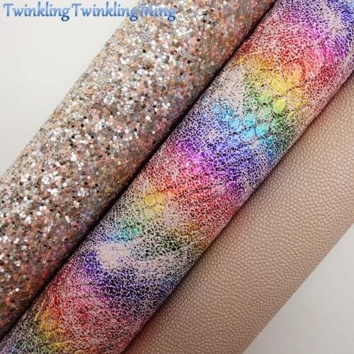 Mixed Colors Glitter Fabric, Metallic Snake Faux Fabric, Synthetic Leather Fabric Sheets For Bow A4 21x29CM Twinkling Ming XM765