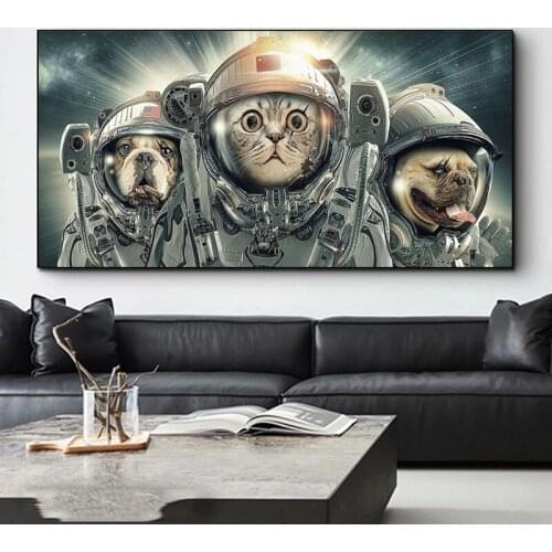 Astronaut Cat Space Canvas Painting Posters and Prints Home Decor Cuadros Wall Art Picture for Living Room Home Decoration