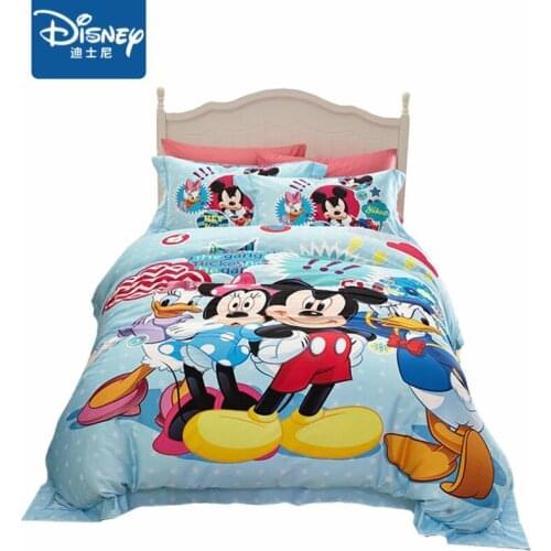 Mickey Mouse bedding set forCartoon kids bed decor home textile bedroom decor 4pc bed Fabric Count 40 egyptian cotton bedding