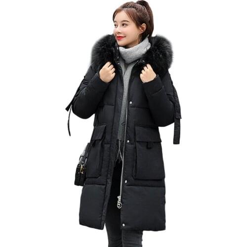 New Winter Jacket Womens Coats Cotton Padded Clothing Women Winter Loose female outwear fur collar