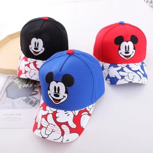Disney Mickey Mouse Baby Boy Girl Hat Fashion Cartoon Baby Cap Children Cute Color Matching Adjustable Kids Hats