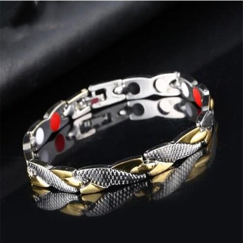 Fashion Men Bracelet Jewelry Healing Magnetic Titanium Bio Energy Bracelet For Men Blood Pressure Accessory Silver Bracelets