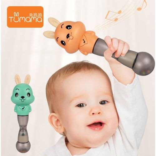 0-3Music early education sand hammer baby plastic toys bell shaker sand hammer baby dental gel hand grasp music bar Gutta percha