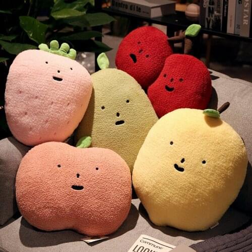 35/40cm Simulation Cherry Lemon Peach Pear Strawberry Plush Toy Soft Sweet Cartoon Apple Stuffed Doll Bed Decoration Pillow Gift